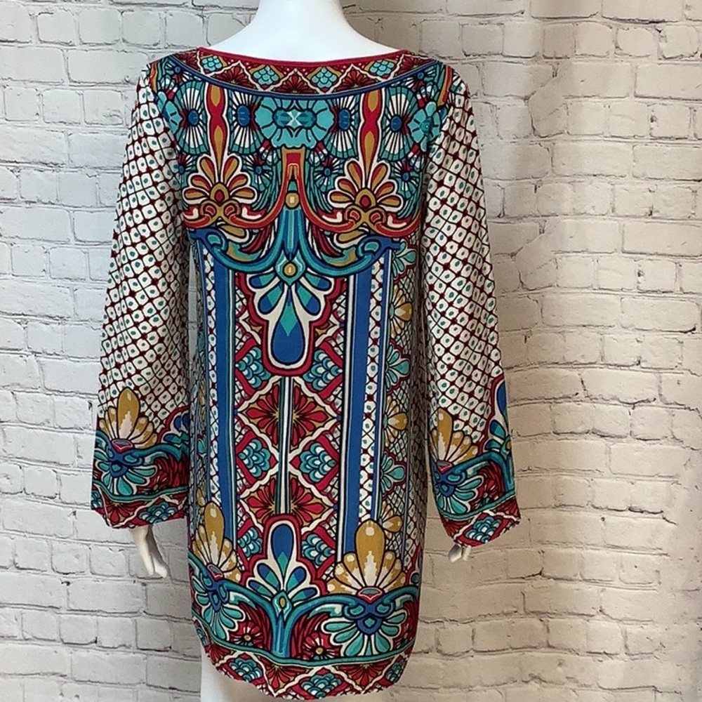 Flying Tomato Bohemian Multicolor W/Tassels Long Sleeve Tunic Top Dress Sz S - Picture 8 of 12